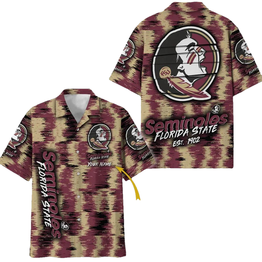 Florida State Seminoles Aloha Hawaiian Shirt Custom Your Name, NCAA Hawaiian Shirt Moonbestprint