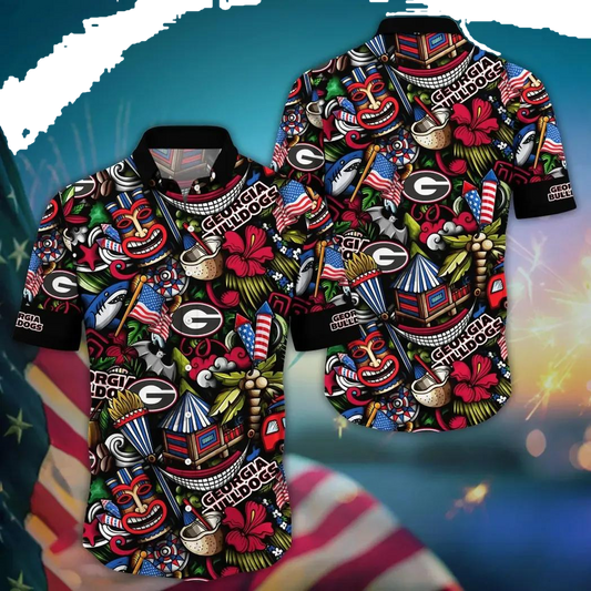 Georgia Bulldogs NCAA Flower Aloha Hawaiian Shirt 12, NCAA Hawaiian Shirt Moonbestprint