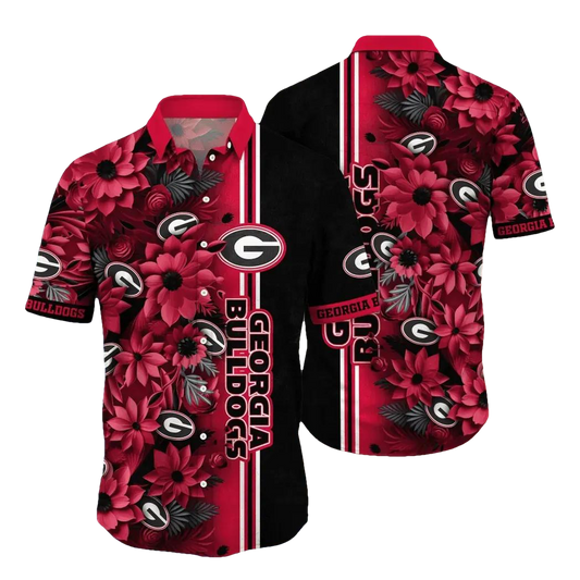 Georgia Bulldogs NCAA Flower Aloha Hawaiian Shirt 3, NCAA Hawaiian Shirt Moonbestprint