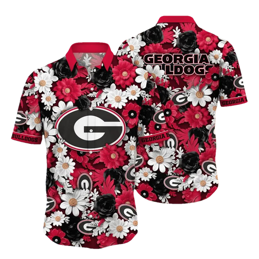 Georgia Bulldogs NCAA Flower Aloha Hawaiian Shirt 6, NCAA Hawaiian Shirt Moonbestprint