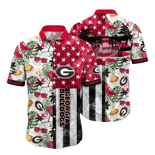 Georgia Bulldogs NCAA Flower Aloha Hawaiian Shirt 9, NCAA Hawaiian Shirt Moonbestprint