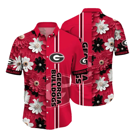 Georgia Bulldogs Style Hot Trending Summer NCAA Flower Aloha Hawaiian Shirt, NCAA Hawaiian Shirt Moonbestprint