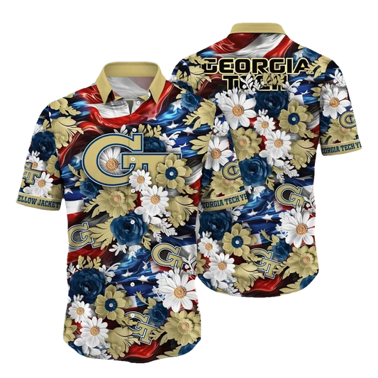 Georgia Tech Yellow Jackets NCAA Aloha Hawaiian Shirt 1, NCAA Hawaiian Shirt Moonbestprint