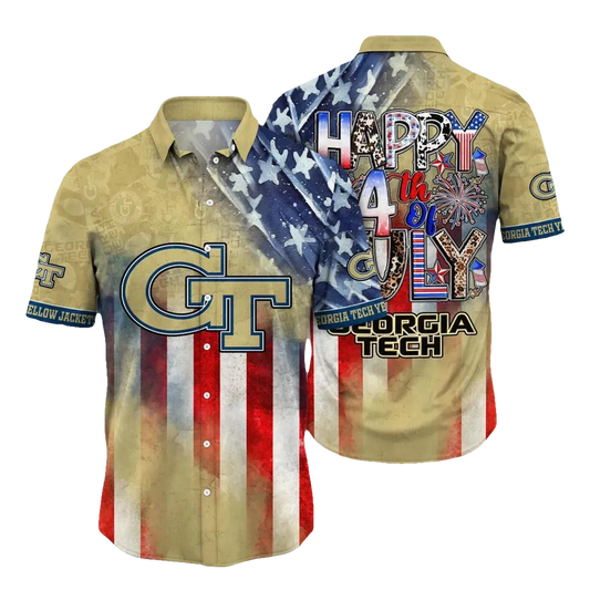 Georgia Tech Yellow Jackets NCAA Aloha Hawaiian Shirt, NCAA Hawaiian Shirt Moonbestprint