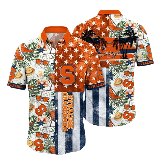Syracuse Orange NCAA Flower Aloha Hawaiian Shirt 12, NCAA Hawaiian Shirt Moonbestprint