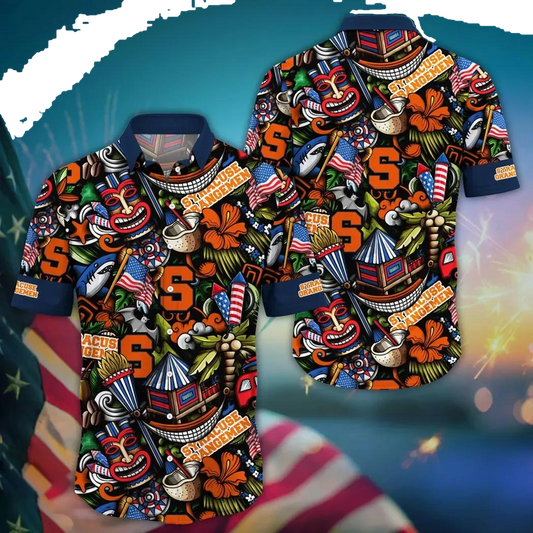 Syracuse Orange NCAA Flower Aloha Hawaiian Shirt 15, NCAA Hawaiian Shirt Moonbestprint