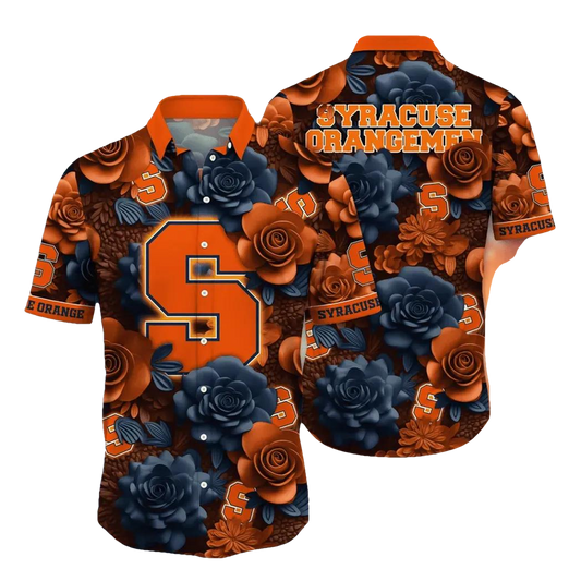 Syracuse Orange NCAA Flower Aloha Hawaiian Shirt 8, NCAA Hawaiian Shirt Moonbestprint