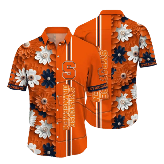 Syracuse Orange Style Hot Trending Summer NCAA Flower Aloha Hawaiian Shirt, NCAA Hawaiian Shirt Moonbestprint