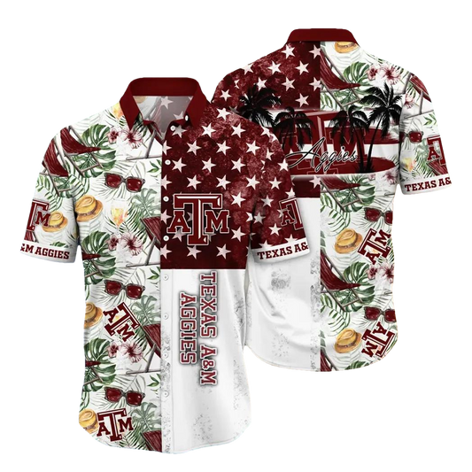 Texas A&M Aggies NCAA Flower Aloha Hawaiian Shirt 10, NCAA Hawaiian Shirt Moonbestprint