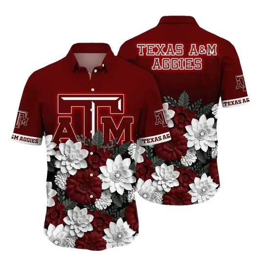 Texas A&M Aggies NCAA Flower Aloha Hawaiian Shirt 13, NCAA Hawaiian Shirt Moonbestprint