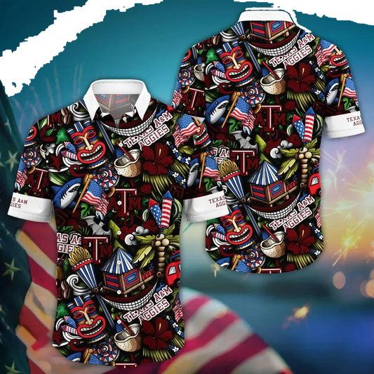 Texas A&M Aggies NCAA Flower Aloha Hawaiian Shirt 14, NCAA Hawaiian Shirt Moonbestprint