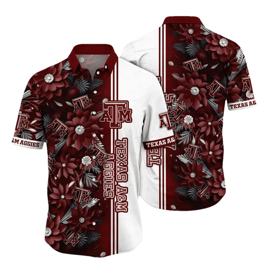 Texas A&M Aggies NCAA Flower Aloha Hawaiian Shirt 3, NCAA Hawaiian Shirt Moonbestprint