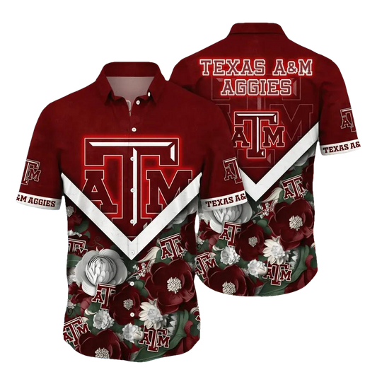 Texas A&M Aggies NCAA Flower Aloha Hawaiian Shirt 4, NCAA Hawaiian Shirt Moonbestprint