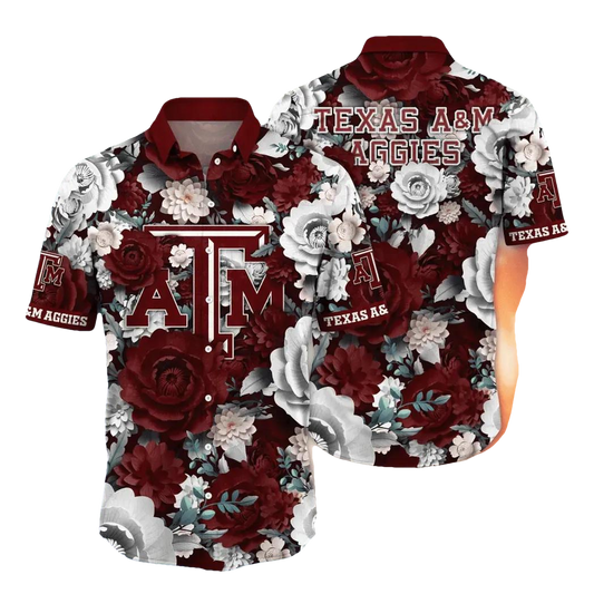 Texas A&M Aggies NCAA Flower Aloha Hawaiian Shirt 5, NCAA Hawaiian Shirt Moonbestprint