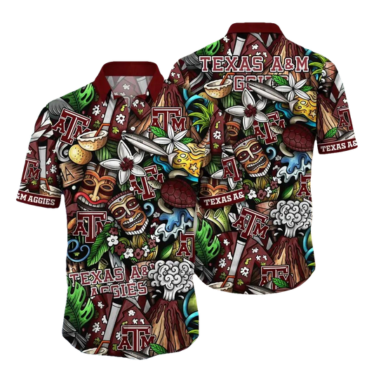 Texas A&M Aggies NCAA Flower Aloha Hawaiian Shirt 6, NCAA Hawaiian Shirt Moonbestprint