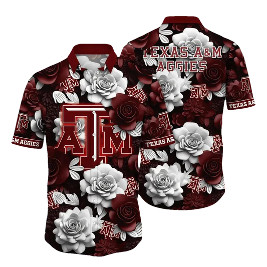 Texas A&M Aggies NCAA Flower Aloha Hawaiian Shirt 7, NCAA Hawaiian Shirt Moonbestprint