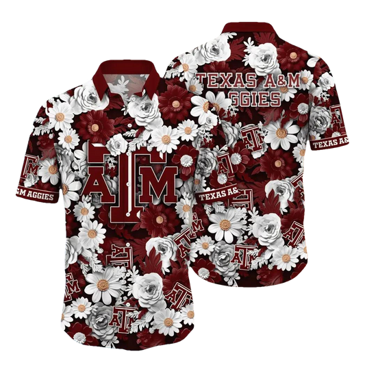 Texas A&M Aggies NCAA Flower Aloha Hawaiian Shirt 8, NCAA Hawaiian Shirt Moonbestprint