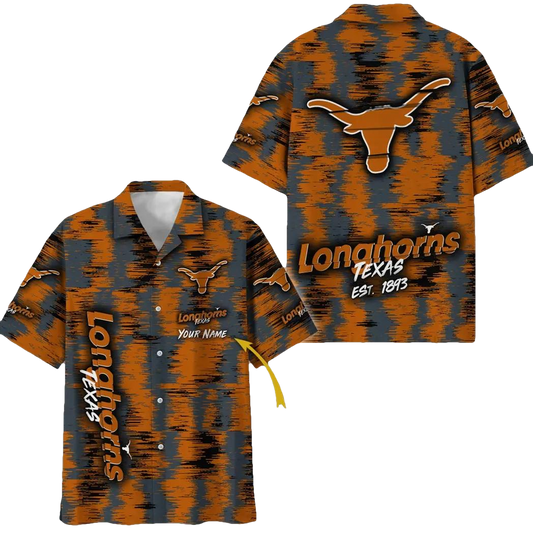 Texas Longhorns Aloha Hawaiian Shirt Custom Your Name, NCAA Hawaiian Shirt Moonbestprint
