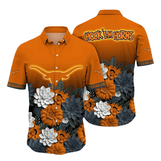 Texas Longhorns NCAA Flower Aloha Hawaiian Shirt 13, NCAA Hawaiian Shirt Moonbestprint