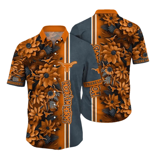Texas Longhorns NCAA Flower Aloha Hawaiian Shirt 3, NCAA Hawaiian Shirt Moonbestprint