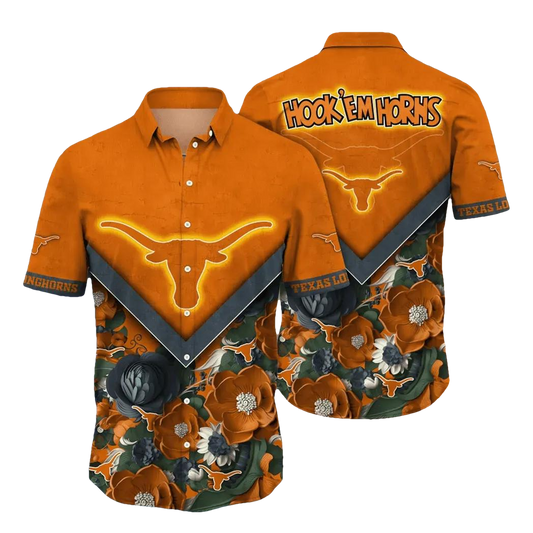 Texas Longhorns NCAA Flower Aloha Hawaiian Shirt 5, NCAA Hawaiian Shirt Moonbestprint