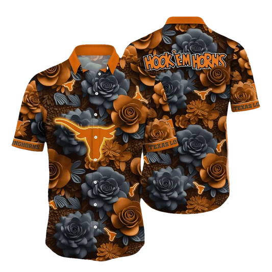 Texas Longhorns NCAA Flower Aloha Hawaiian Shirt 7, NCAA Hawaiian Shirt Moonbestprint