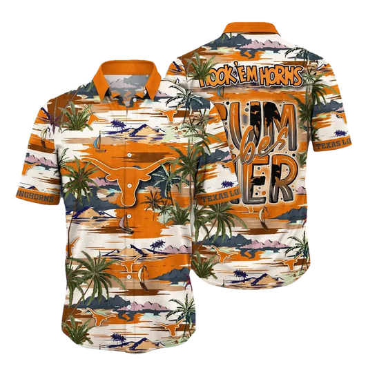 Texas Longhorns NCAA Flower Aloha Hawaiian Shirt 8, NCAA Hawaiian Shirt Moonbestprint
