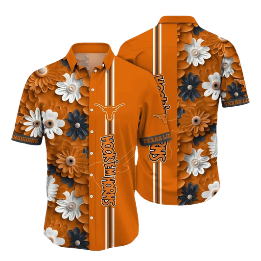 Texas Longhorns Style Hot Trending Summer NCAA Flower Aloha Hawaiian Shirt, NCAA Hawaiian Shirt Moonbestprint