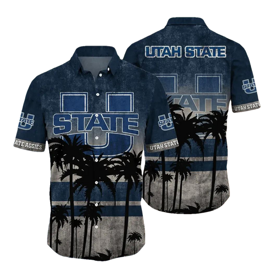 Utah State Aggies Aloha Hawaiian Shirt, NCAA Hawaiian Shirt Moonbestprint
