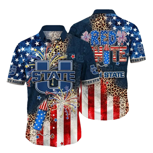 Utah State Aggies NCAA Aloha Hawaiian Shirt, NCAA Hawaiian Shirt Moonbestprint