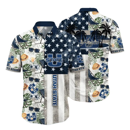 Utah State Aggies NCAA Flower Aloha Hawaiian Shirt 10, NCAA Hawaiian Shirt Moonbestprint