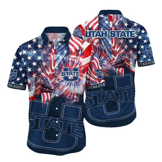 Utah State Aggies NCAA Flower Aloha Hawaiian Shirt 12, NCAA Hawaiian Shirt Moonbestprint