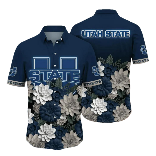 Utah State Aggies NCAA Flower Aloha Hawaiian Shirt 13, NCAA Hawaiian Shirt Moonbestprint