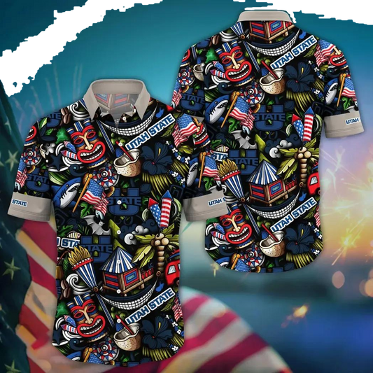 Utah State Aggies NCAA Flower Aloha Hawaiian Shirt 14, NCAA Hawaiian Shirt Moonbestprint