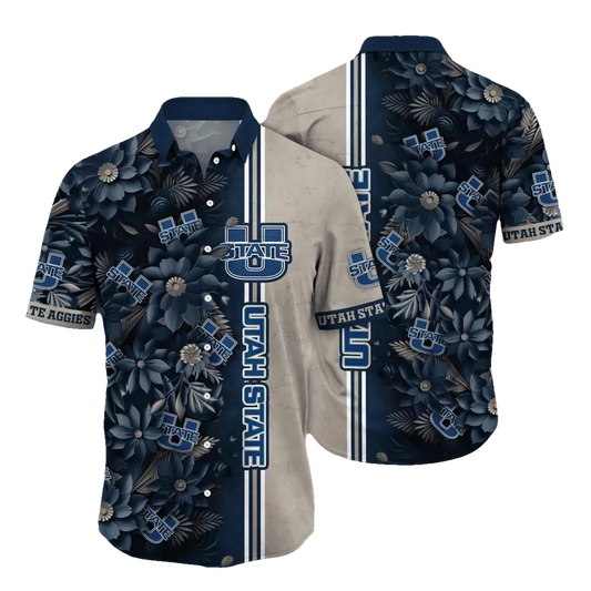 Utah State Aggies NCAA Flower Aloha Hawaiian Shirt 3, NCAA Hawaiian Shirt Moonbestprint
