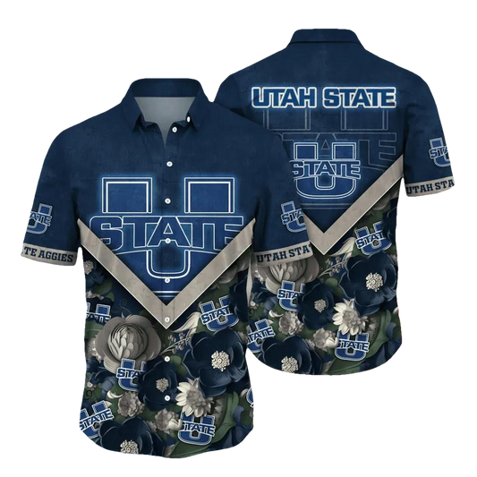 Utah State Aggies NCAA Flower Aloha Hawaiian Shirt 4, NCAA Hawaiian Shirt Moonbestprint