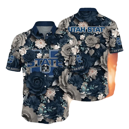 Utah State Aggies NCAA Flower Aloha Hawaiian Shirt 5, NCAA Hawaiian Shirt Moonbestprint