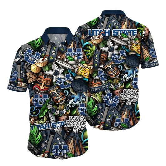 Utah State Aggies NCAA Flower Aloha Hawaiian Shirt 6, NCAA Hawaiian Shirt Moonbestprint