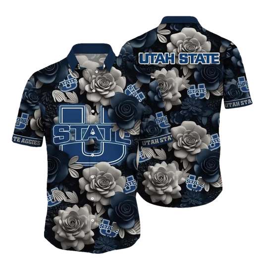 Utah State Aggies NCAA Flower Aloha Hawaiian Shirt 7, NCAA Hawaiian Shirt Moonbestprint