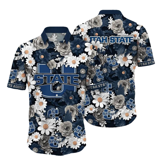 Utah State Aggies NCAA Flower Aloha Hawaiian Shirt 9, NCAA Hawaiian Shirt Moonbestprint