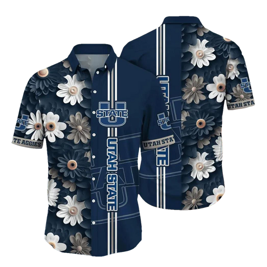 Utah State Aggies Style Hot Trending Summer NCAA Flower Aloha Hawaiian Shirt, NCAA Hawaiian Shirt Moonbestprint