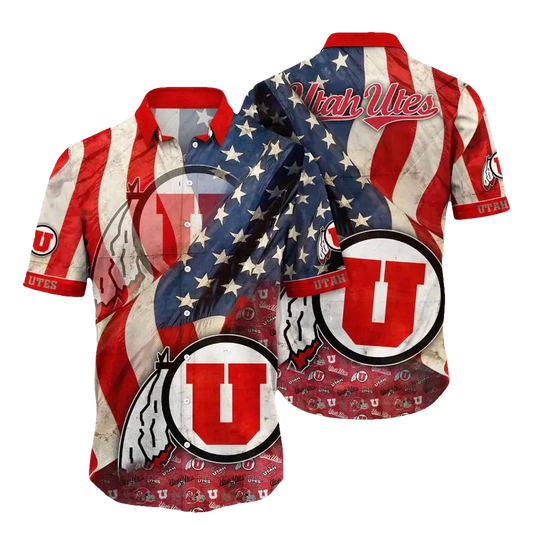 Utah Utes NCAA Flower Aloha Hawaiian Shirt 12, NCAA Hawaiian Shirt Moonbestprint