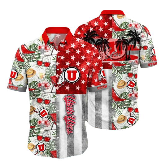 Utah Utes NCAA Flower Aloha Hawaiian Shirt 11, NCAA Hawaiian Shirt Moonbestprint