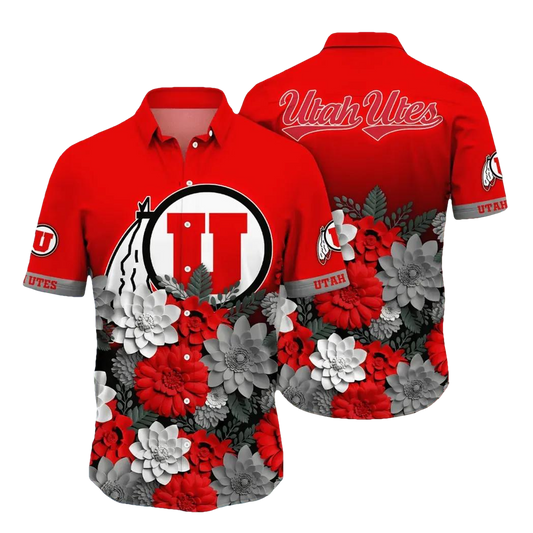 Utah Utes NCAA Flower Aloha Hawaiian Shirt 13, NCAA Hawaiian Shirt Moonbestprint