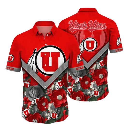 Utah Utes NCAA Flower Aloha Hawaiian Shirt 4, NCAA Hawaiian Shirt Moonbestprint
