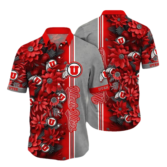 Utah Utes NCAA Flower Aloha Hawaiian Shirt 3, NCAA Hawaiian Shirt Moonbestprint