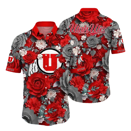 Utah Utes NCAA Flower Aloha Hawaiian Shirt 5, NCAA Hawaiian Shirt Moonbestprint