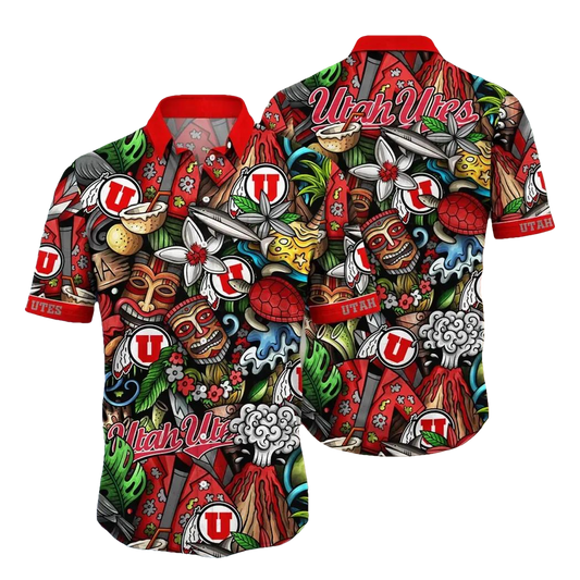Utah Utes NCAA Flower Aloha Hawaiian Shirt 6, NCAA Hawaiian Shirt Moonbestprint