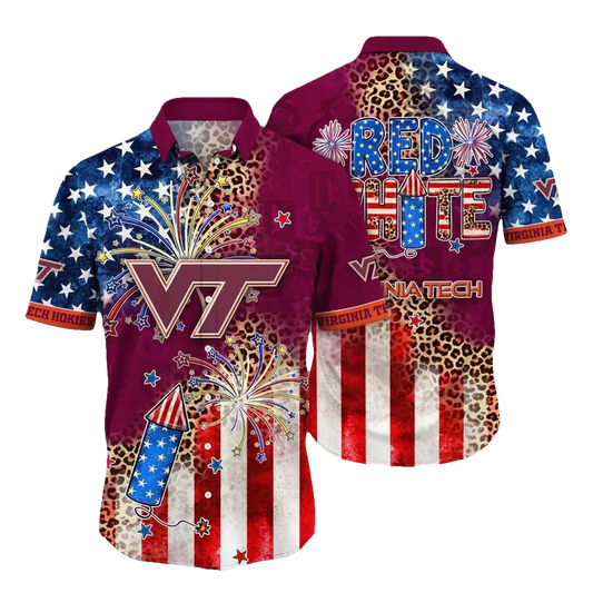 Virginia Tech Hokies NCAA Aloha Hawaiian Shirt, NCAA Hawaiian Shirt Moonbestprint
