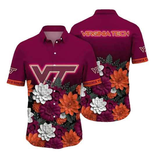 Virginia Tech Hokies NCAA Flower Aloha Hawaiian Shirt 11, NCAA Hawaiian Shirt Moonbestprint
